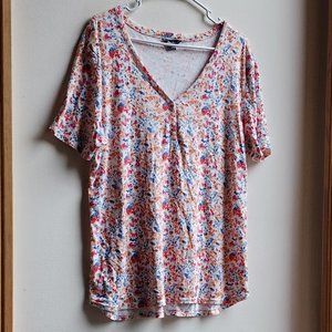 Eddie Bauer Floral V-Neck Short Sleeve Jersey Size XXL